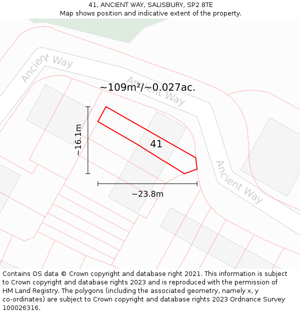 41, ANCIENT WAY, SALISBURY, SP2 8TE: Plot and title map
