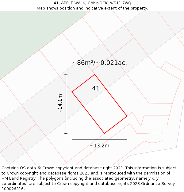 41, APPLE WALK, CANNOCK, WS11 7WQ: Plot and title map