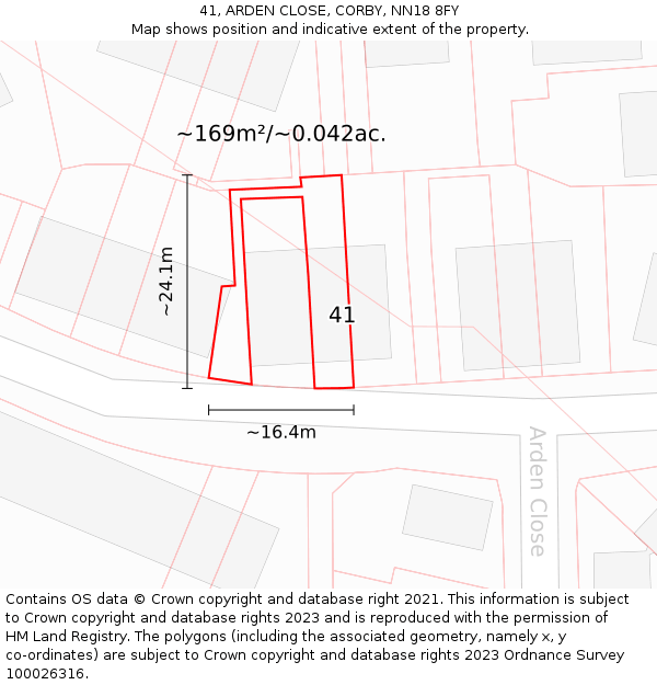 41, ARDEN CLOSE, CORBY, NN18 8FY: Plot and title map