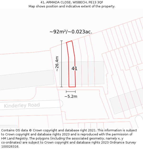 41, ARMADA CLOSE, WISBECH, PE13 3QF: Plot and title map
