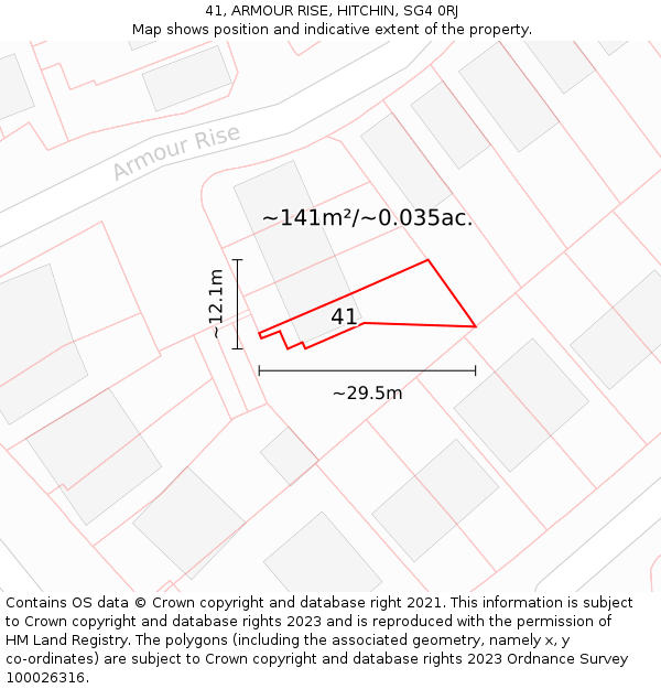 41, ARMOUR RISE, HITCHIN, SG4 0RJ: Plot and title map