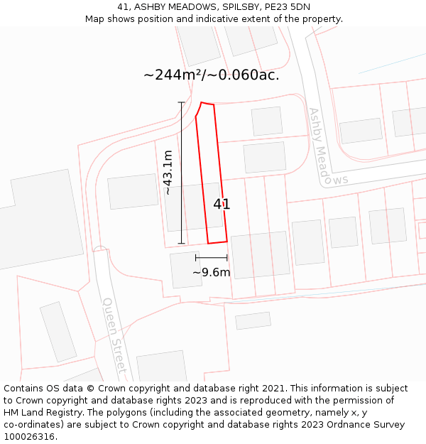 41, ASHBY MEADOWS, SPILSBY, PE23 5DN: Plot and title map