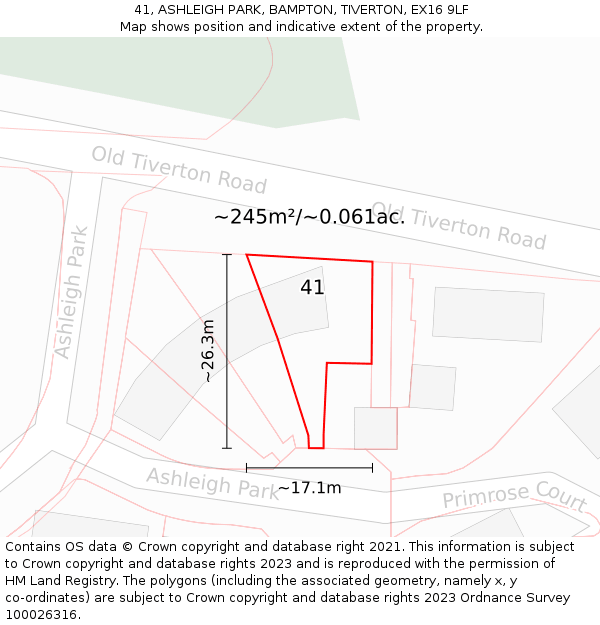 41, ASHLEIGH PARK, BAMPTON, TIVERTON, EX16 9LF: Plot and title map