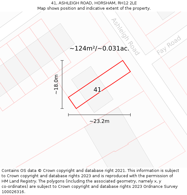 41, ASHLEIGH ROAD, HORSHAM, RH12 2LE: Plot and title map