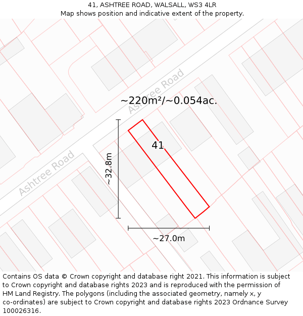41, ASHTREE ROAD, WALSALL, WS3 4LR: Plot and title map