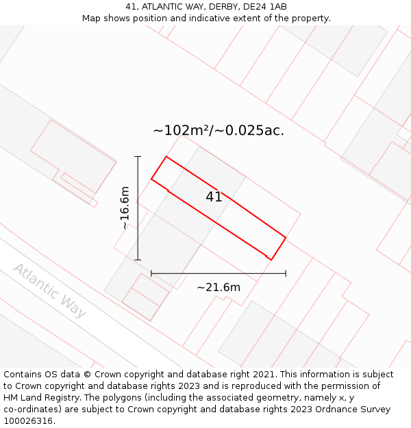41, ATLANTIC WAY, DERBY, DE24 1AB: Plot and title map