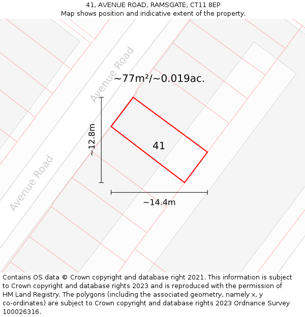 41, AVENUE ROAD, RAMSGATE, CT11 8EP: Plot and title map