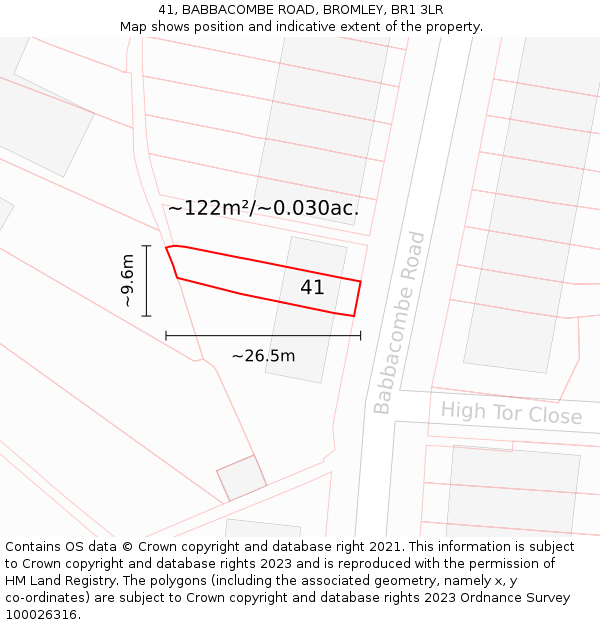 41, BABBACOMBE ROAD, BROMLEY, BR1 3LR: Plot and title map