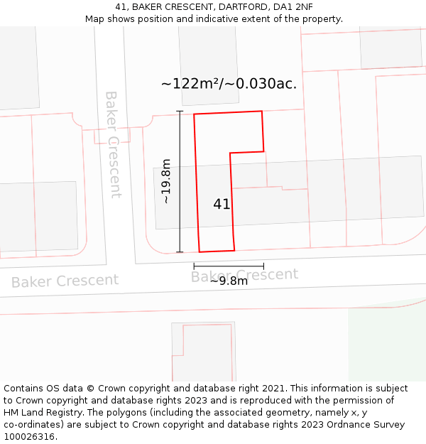 41, BAKER CRESCENT, DARTFORD, DA1 2NF: Plot and title map