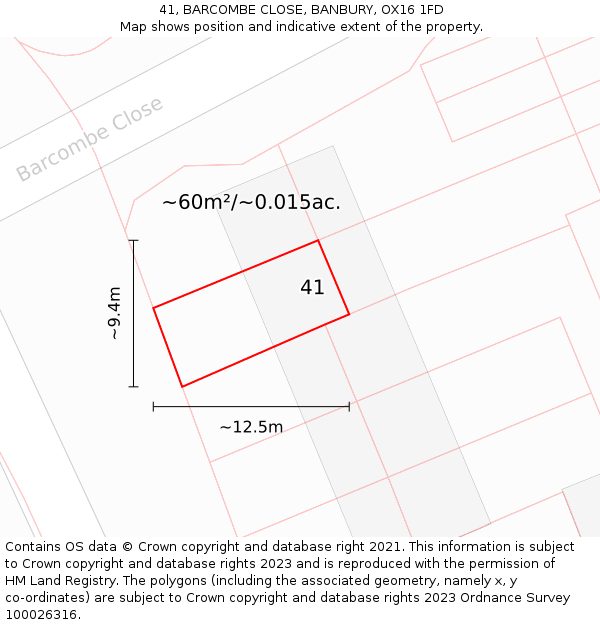 41, BARCOMBE CLOSE, BANBURY, OX16 1FD: Plot and title map
