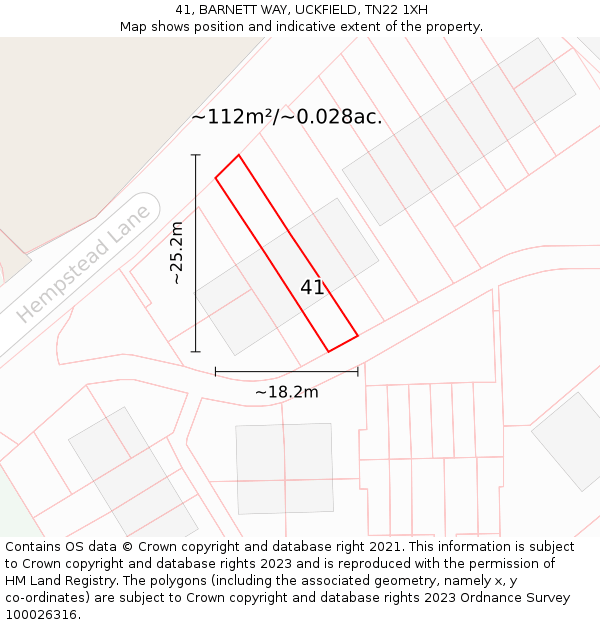 41, BARNETT WAY, UCKFIELD, TN22 1XH: Plot and title map