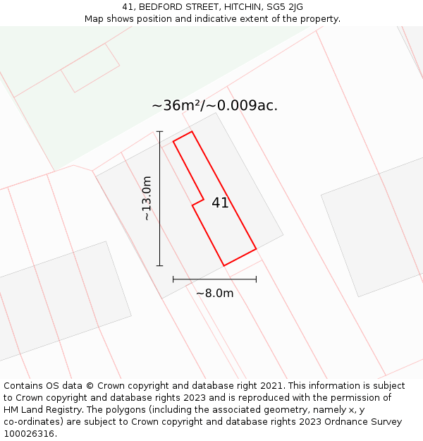 41, BEDFORD STREET, HITCHIN, SG5 2JG: Plot and title map