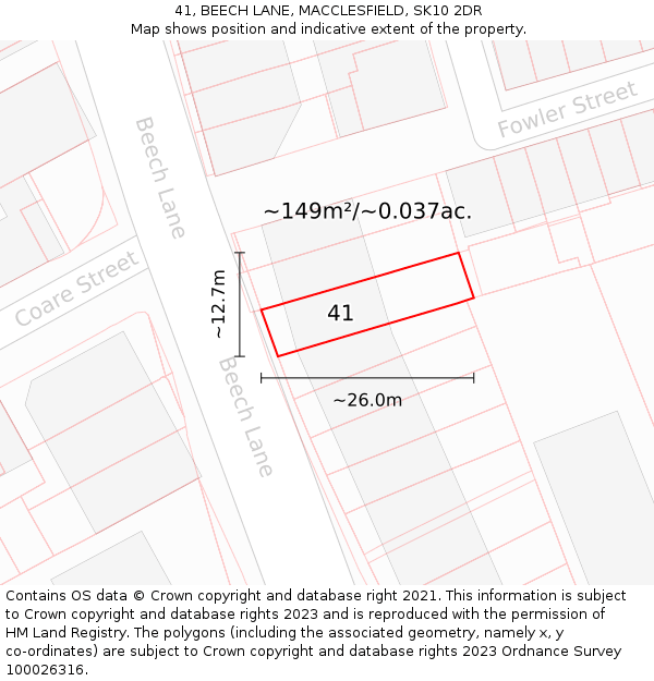 41, BEECH LANE, MACCLESFIELD, SK10 2DR: Plot and title map