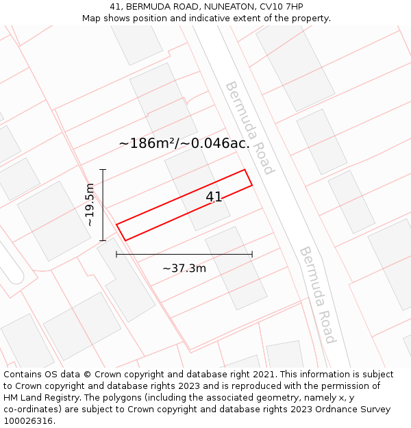 41, BERMUDA ROAD, NUNEATON, CV10 7HP: Plot and title map