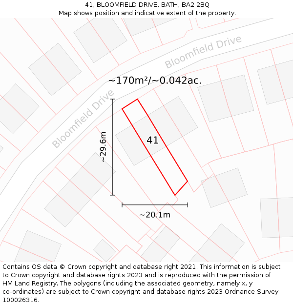 41, BLOOMFIELD DRIVE, BATH, BA2 2BQ: Plot and title map