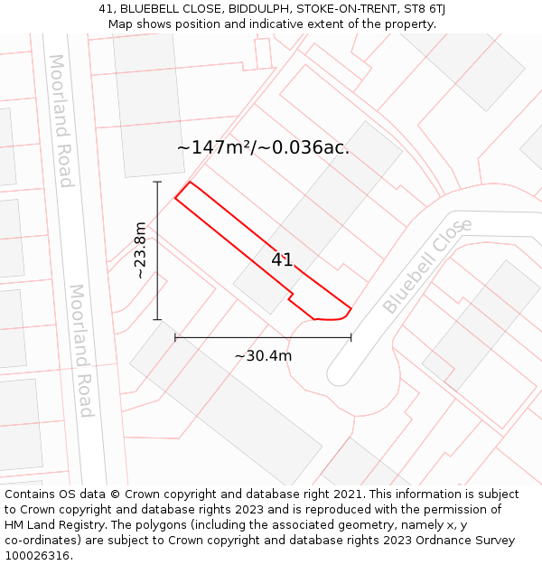 41, BLUEBELL CLOSE, BIDDULPH, STOKE-ON-TRENT, ST8 6TJ: Plot and title map