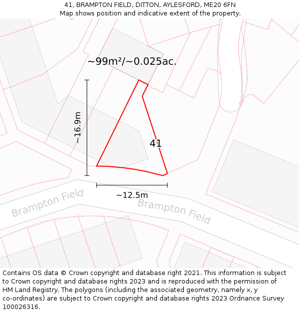 41, BRAMPTON FIELD, DITTON, AYLESFORD, ME20 6FN: Plot and title map