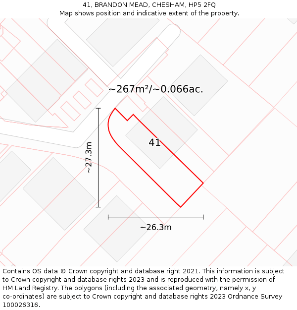 41, BRANDON MEAD, CHESHAM, HP5 2FQ: Plot and title map