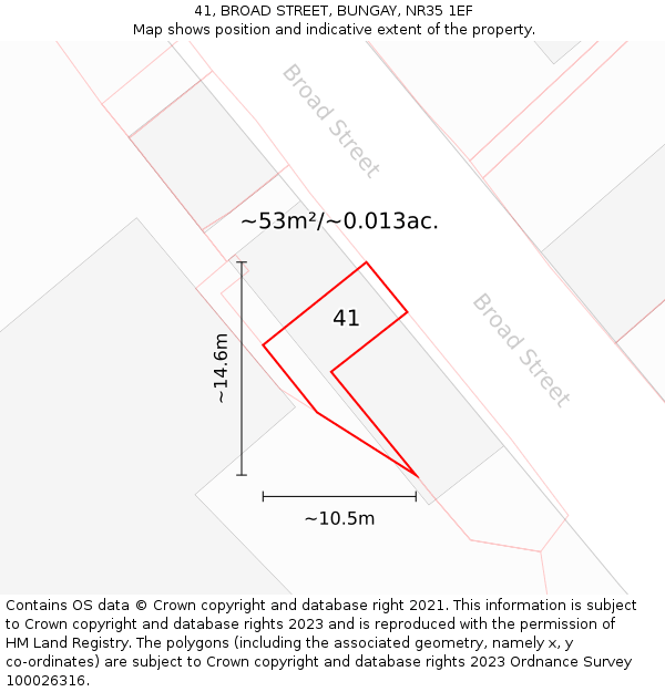 41, BROAD STREET, BUNGAY, NR35 1EF: Plot and title map
