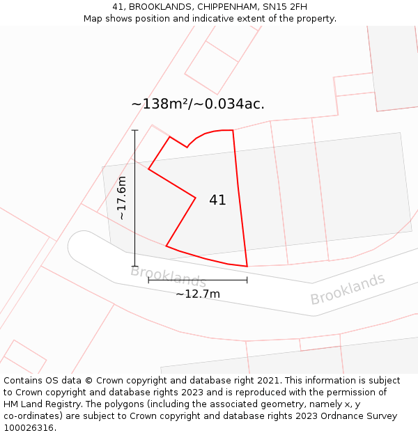 41, BROOKLANDS, CHIPPENHAM, SN15 2FH: Plot and title map
