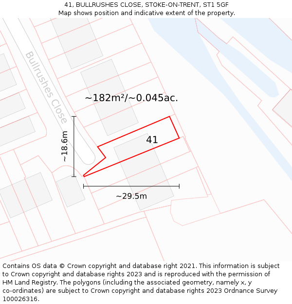 41, BULLRUSHES CLOSE, STOKE-ON-TRENT, ST1 5GF: Plot and title map