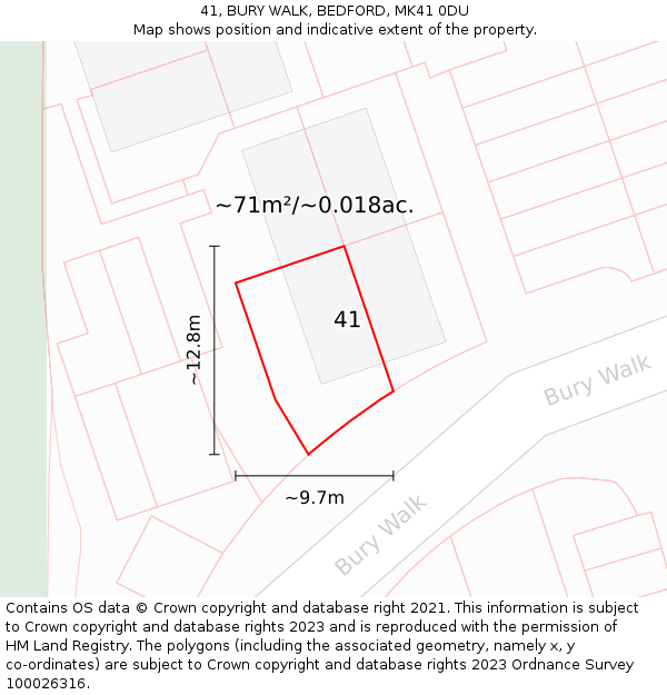 41, BURY WALK, BEDFORD, MK41 0DU: Plot and title map