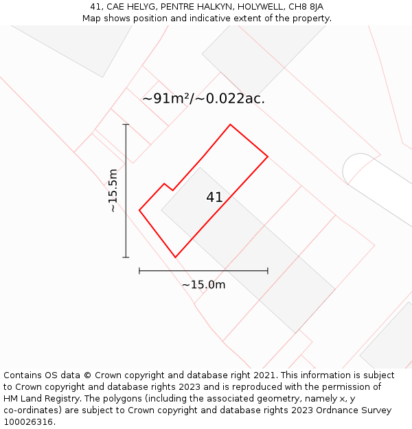 41, CAE HELYG, PENTRE HALKYN, HOLYWELL, CH8 8JA: Plot and title map
