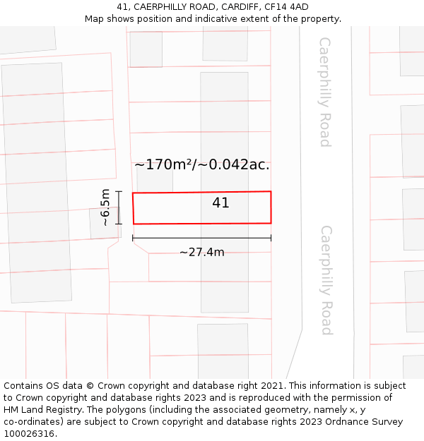 41, CAERPHILLY ROAD, CARDIFF, CF14 4AD: Plot and title map