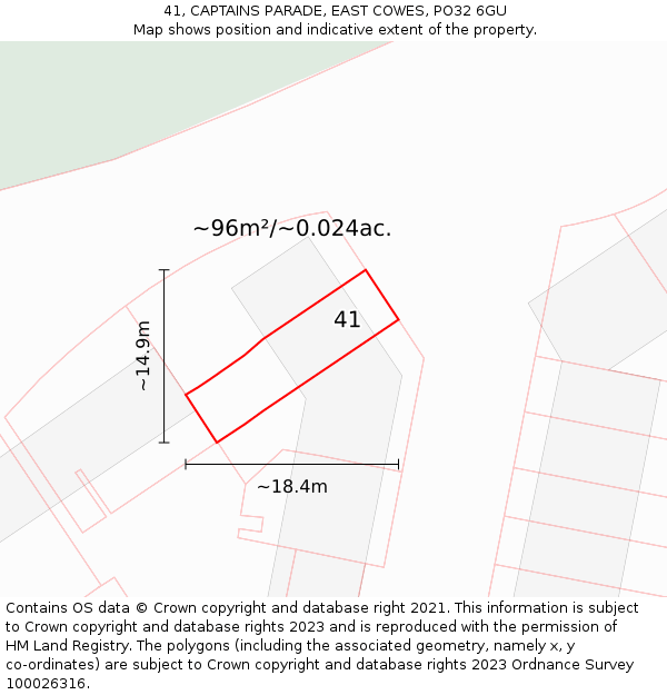 41, CAPTAINS PARADE, EAST COWES, PO32 6GU: Plot and title map