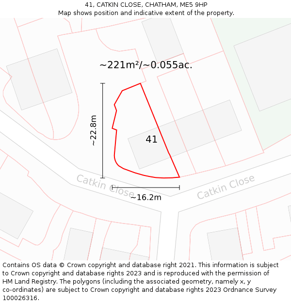 41, CATKIN CLOSE, CHATHAM, ME5 9HP: Plot and title map