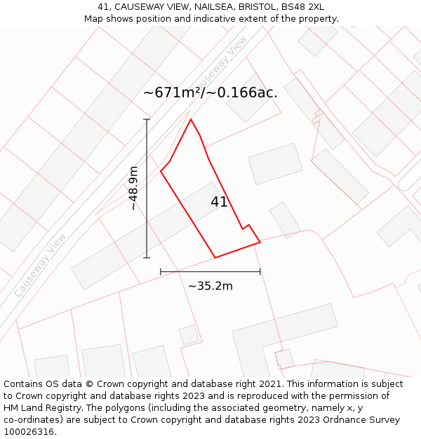 41, CAUSEWAY VIEW, NAILSEA, BRISTOL, BS48 2XL: Plot and title map