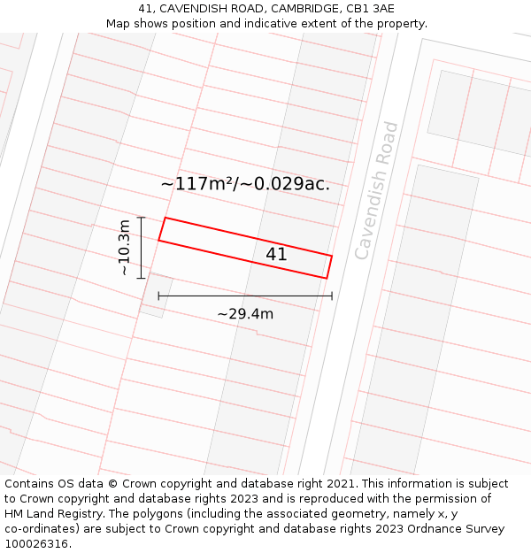41, CAVENDISH ROAD, CAMBRIDGE, CB1 3AE: Plot and title map