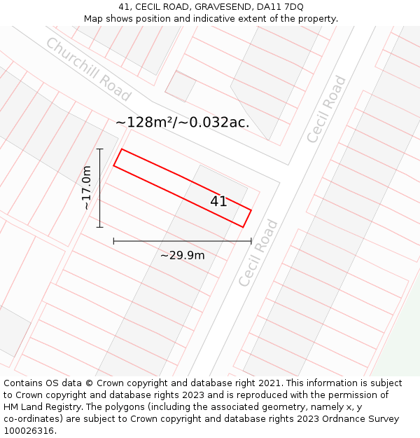 41, CECIL ROAD, GRAVESEND, DA11 7DQ: Plot and title map