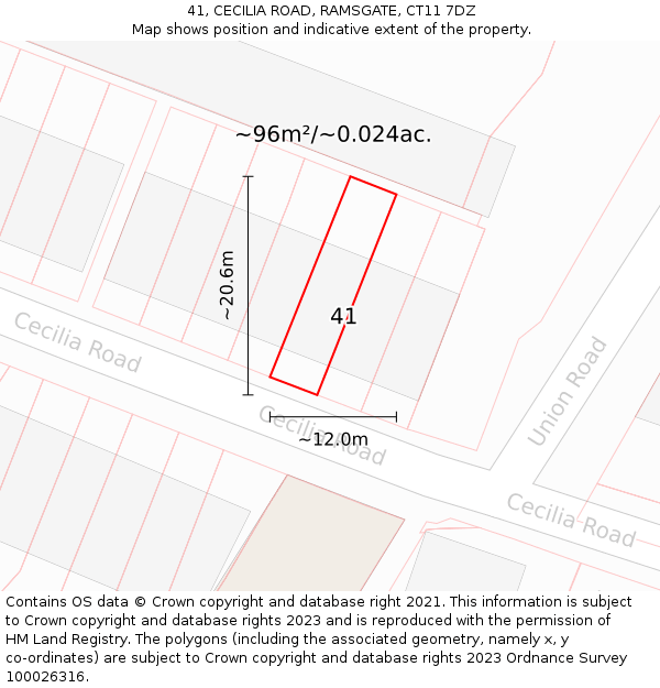 41, CECILIA ROAD, RAMSGATE, CT11 7DZ: Plot and title map