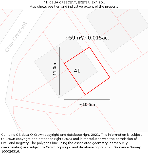 41, CELIA CRESCENT, EXETER, EX4 9DU: Plot and title map