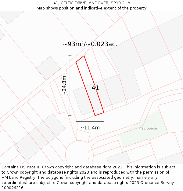 41, CELTIC DRIVE, ANDOVER, SP10 2UA: Plot and title map