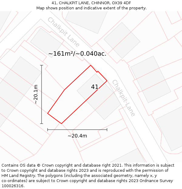 41, CHALKPIT LANE, CHINNOR, OX39 4DF: Plot and title map