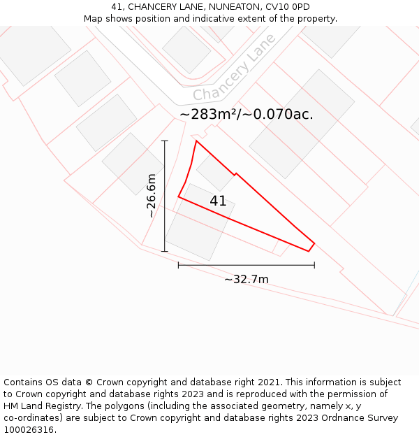 41, CHANCERY LANE, NUNEATON, CV10 0PD: Plot and title map