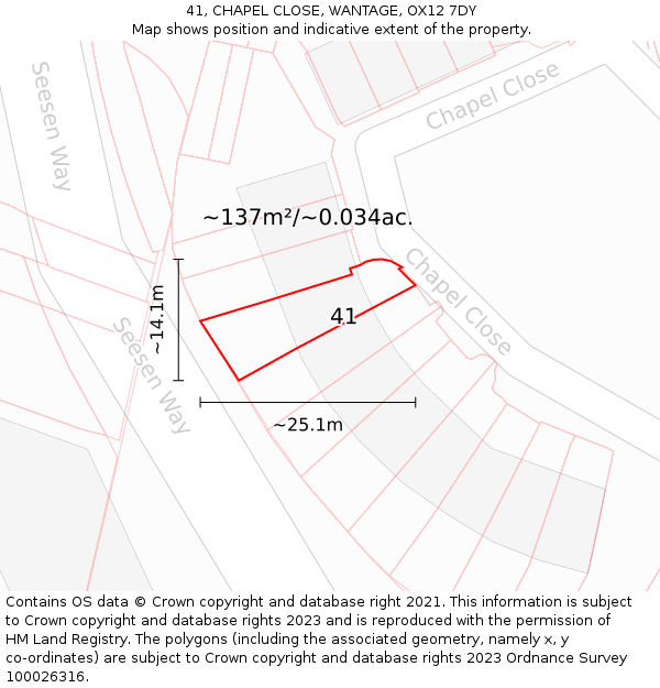 41, CHAPEL CLOSE, WANTAGE, OX12 7DY: Plot and title map