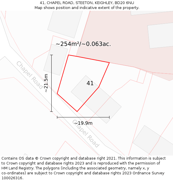 41, CHAPEL ROAD, STEETON, KEIGHLEY, BD20 6NU: Plot and title map