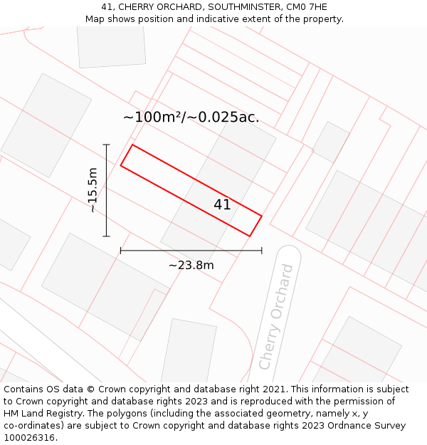 41, CHERRY ORCHARD, SOUTHMINSTER, CM0 7HE: Plot and title map