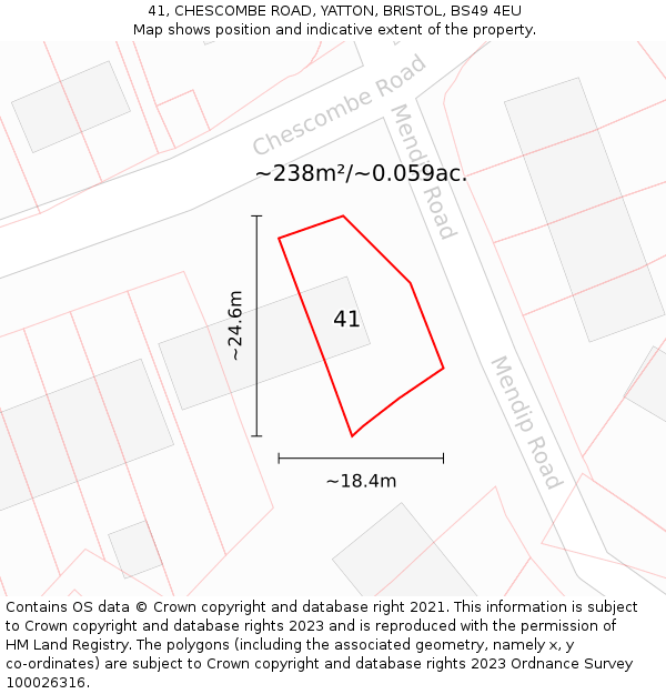 41, CHESCOMBE ROAD, YATTON, BRISTOL, BS49 4EU: Plot and title map