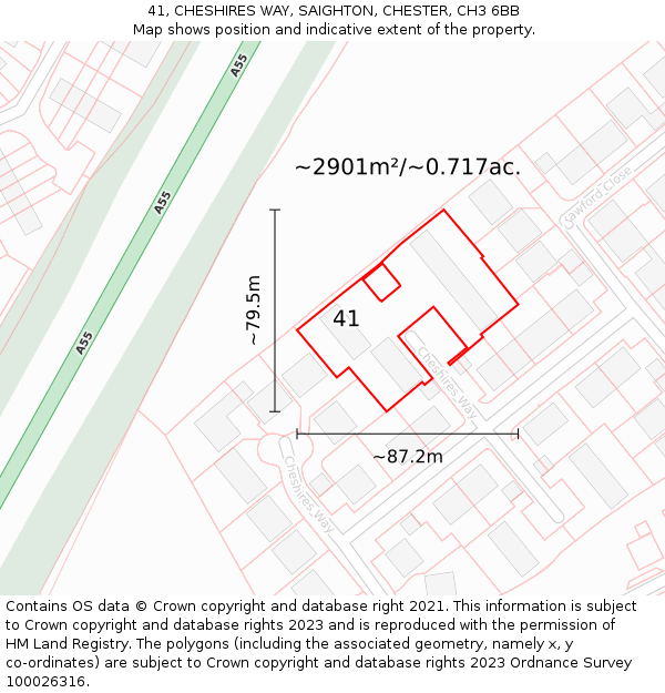 41, CHESHIRES WAY, SAIGHTON, CHESTER, CH3 6BB: Plot and title map