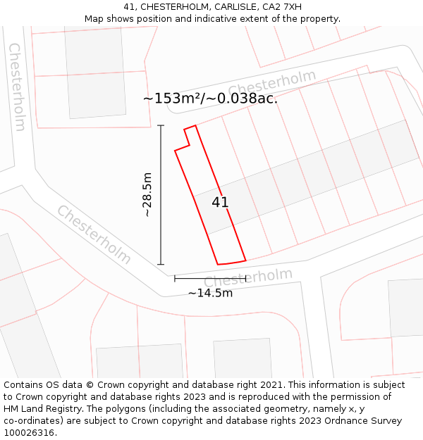 41, CHESTERHOLM, CARLISLE, CA2 7XH: Plot and title map