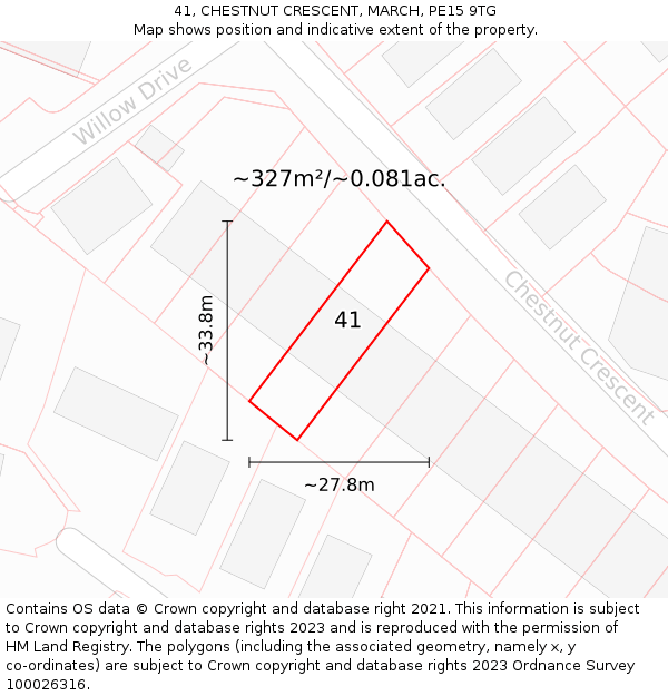 41, CHESTNUT CRESCENT, MARCH, PE15 9TG: Plot and title map