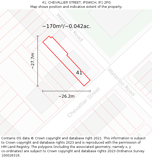 41, CHEVALLIER STREET, IPSWICH, IP1 2PG: Plot and title map