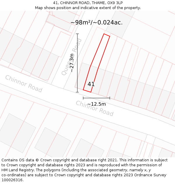 41, CHINNOR ROAD, THAME, OX9 3LP: Plot and title map