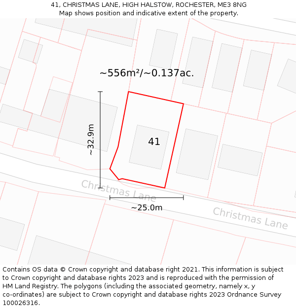 41, CHRISTMAS LANE, HIGH HALSTOW, ROCHESTER, ME3 8NG: Plot and title map
