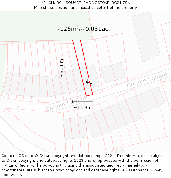 41, CHURCH SQUARE, BASINGSTOKE, RG21 7SN: Plot and title map