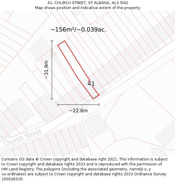 41, CHURCH STREET, ST ALBANS, AL3 5NG: Plot and title map
